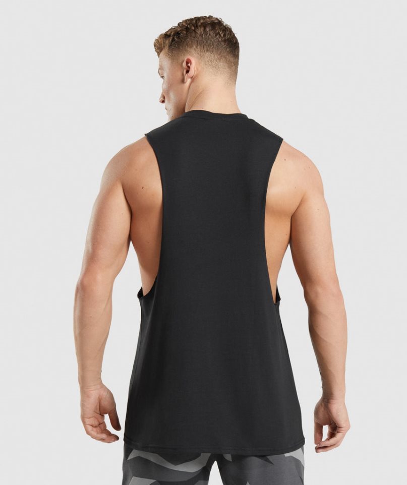 Men's Gymshark Critical 2.0 Drop Arm Tanks Black | NZ 5AIBZS